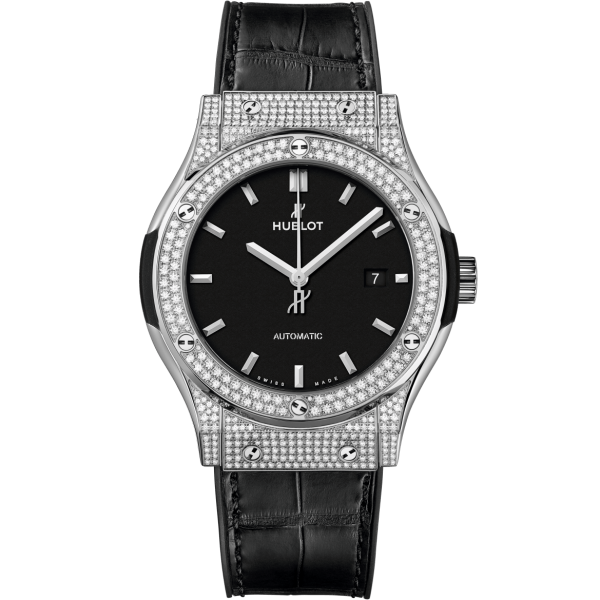 Đồng Hồ Hublot Classic Fusion Titanium Diamonds 38mm vỏ bằng titan gắn 228 viên kim cương