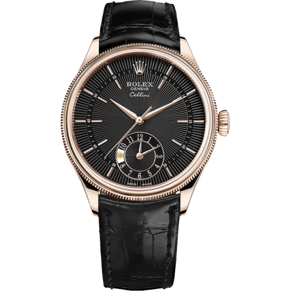 Đồng Hồ Rolex Cellini Dual Time 39mm 50525-006 dây đeo da