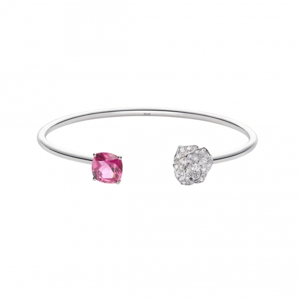 Vòng đeo tay White Gold Tourmaline Diamond Open Bangle Bracelet G36u5700