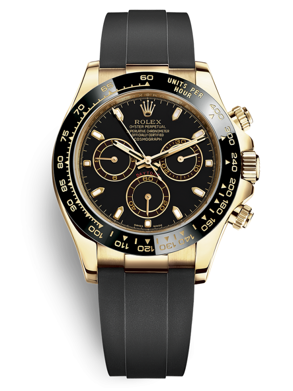 Rolex Oyster Perpetual Cosmograph Daytona 40mm 116518-003 chất liệu vàng 18 ct mặt số màu đen dây Oysterflex máy cơ Perpetual Calibre 4130