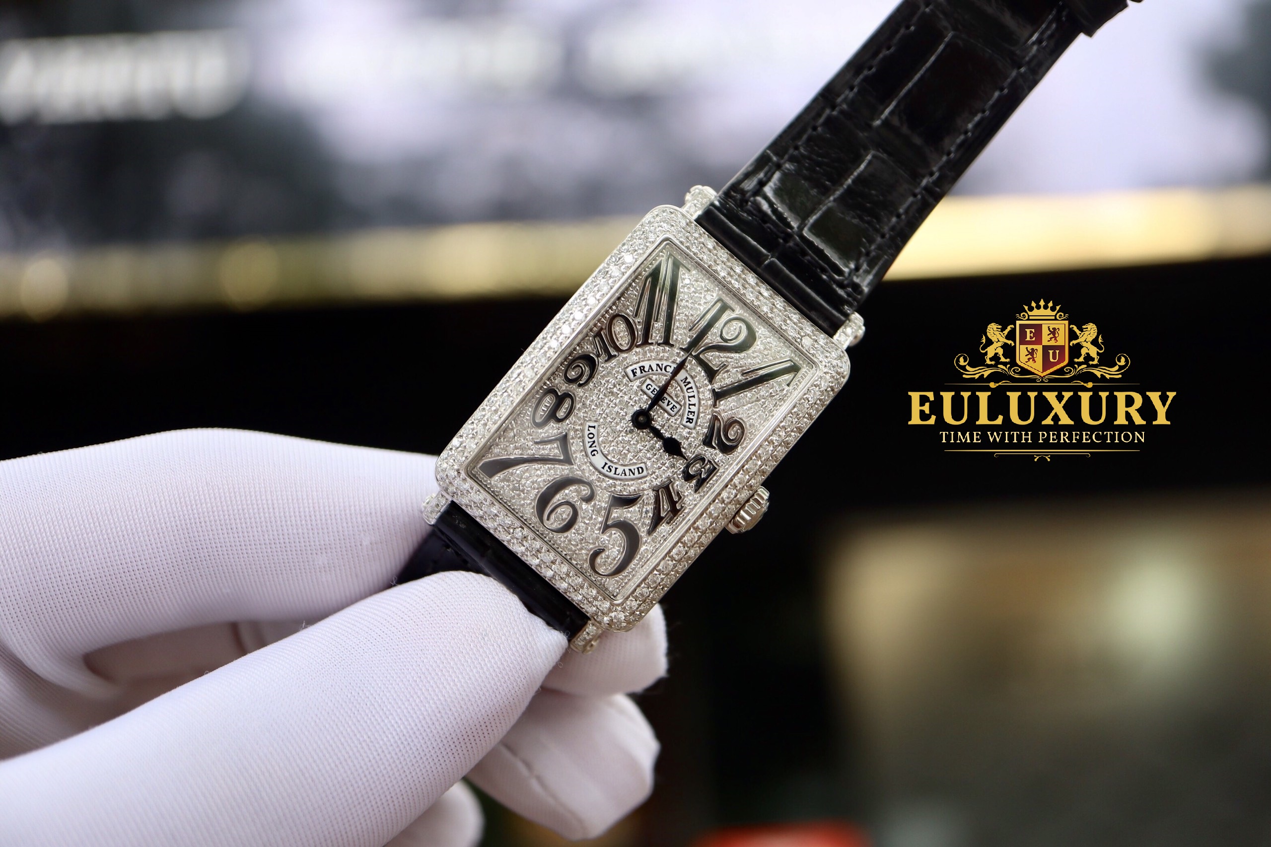 Franck Muller Long Island Steel Custom Full Pave Diamond